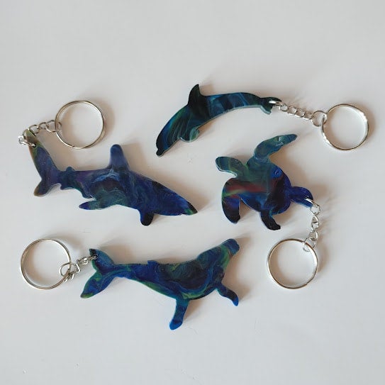 Plastic Keychains 100% Recycled Plastic Sea Animal Keychain